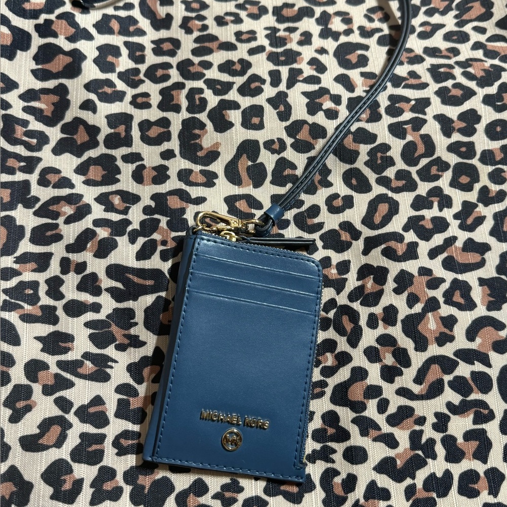 Michael Kors Navy Card Holder with Gold Detail